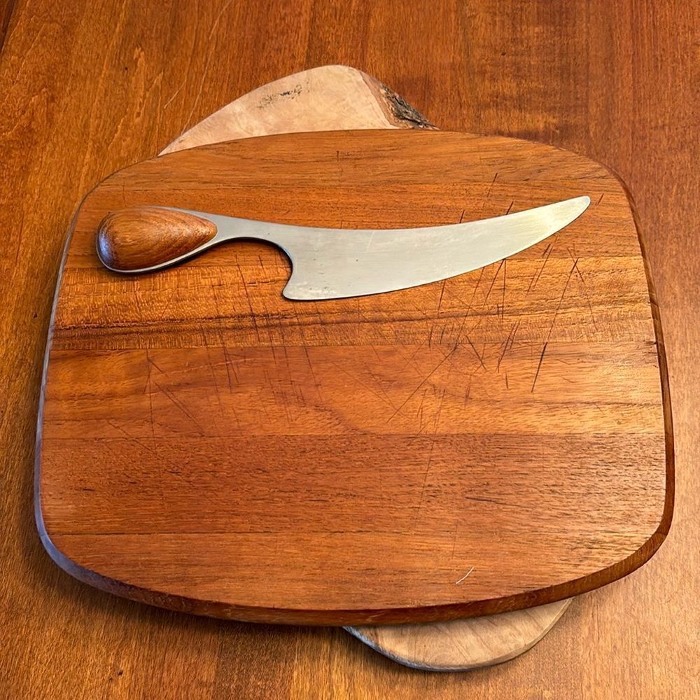 MCM 1970's Dansk Teak Cheese Board and Knife Set